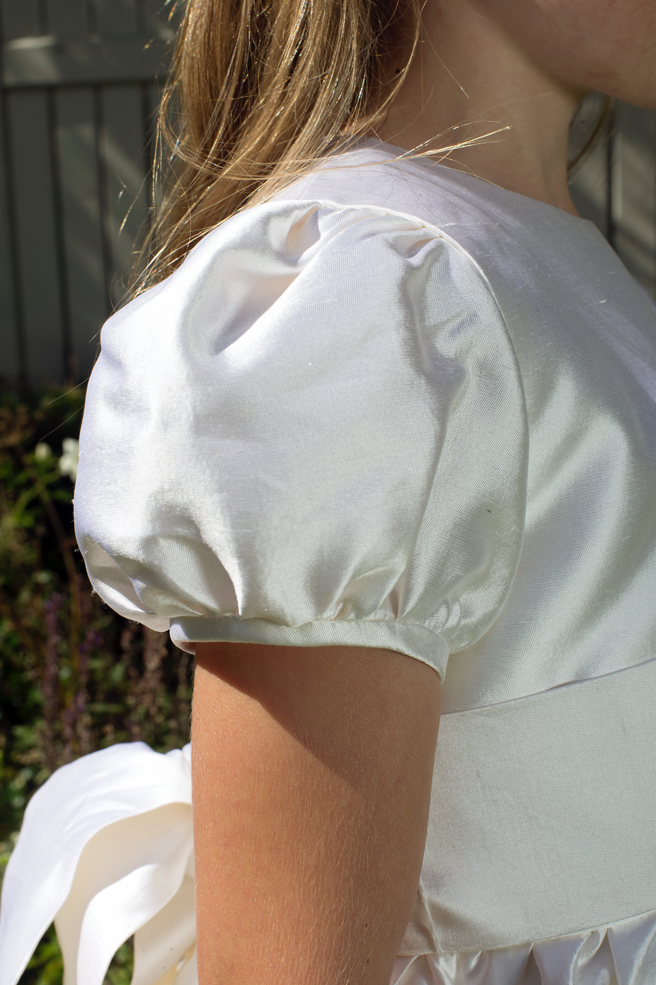 Francesca Style White Silk Girls First Holy Communion Dress Handmade in Ireland.