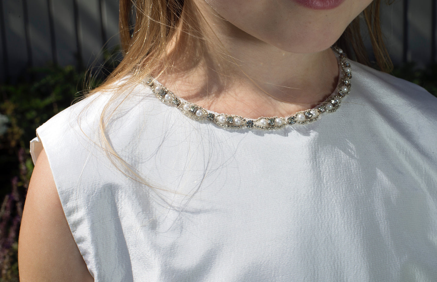Kate Style White Silk Girls First Holy Communion Dress Handmade in Ireland.