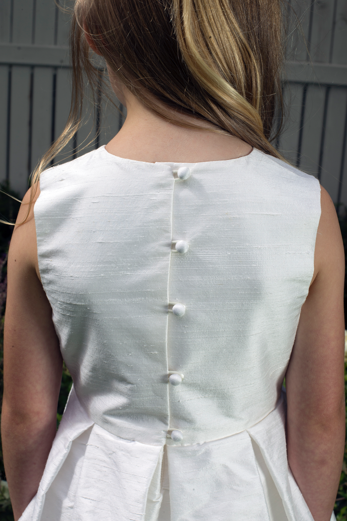 Ciara Style White Silk Girls First Holy Communion Dress Handmade in Ireland.