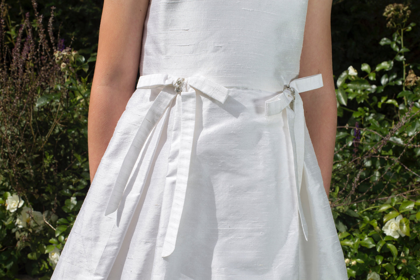 Ciara Style White Silk Girls First Holy Communion Dress Handmade in Ireland.