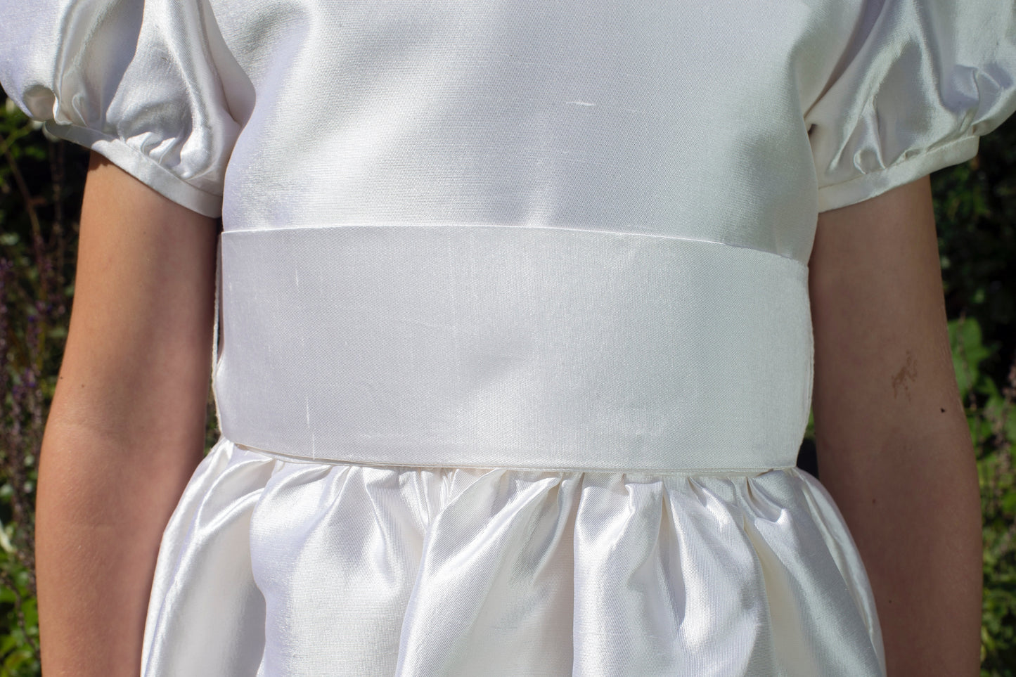 Francesca Style White Silk Girls First Holy Communion Dress Handmade in Ireland.