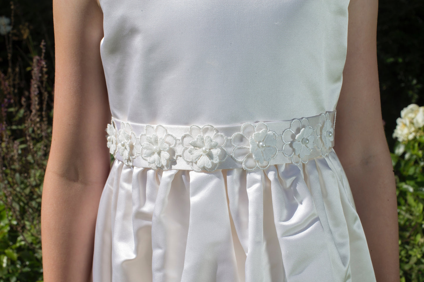 Shelly Style White Silk Girls First Holy Communion Dress Handmade in Ireland.