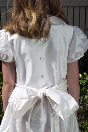 Colette Style White Silk Girls First Holy Communion Dress Handmade in Ireland.