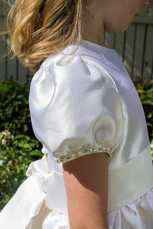 Daniella Style White Silk Girls First Holy Communion Dress Handmade in Ireland.