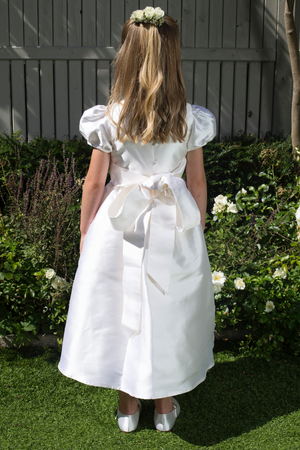 Francesca Style White Silk Girls First Holy Communion Dress Handmade in Ireland.