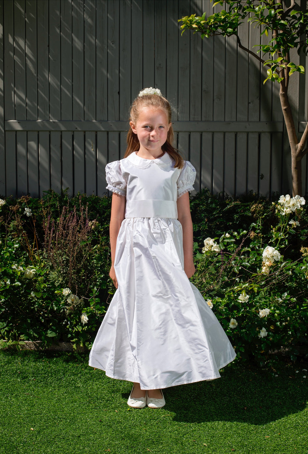 Aimee White  Silk Girls Communion Dress. Handmade In Ireland.
