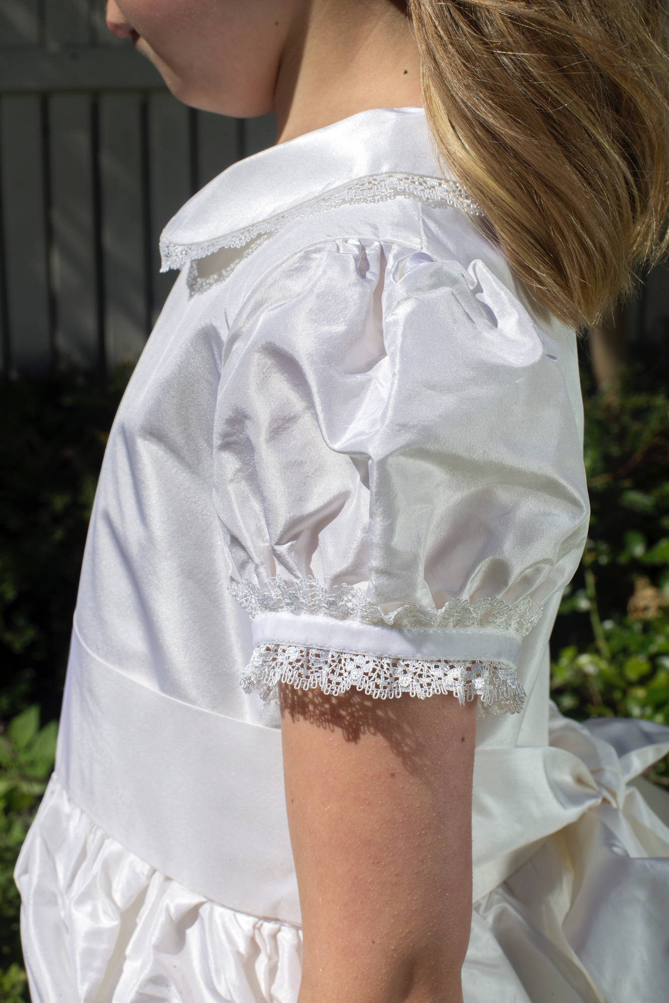 Aimee Style White Silk Girls First Holy Communion Dress Handmade in Ireland.