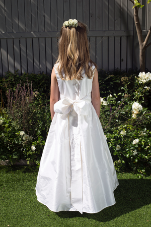 Kate Style White Silk Girls First Holy Communion Dress Handmade in Ireland.