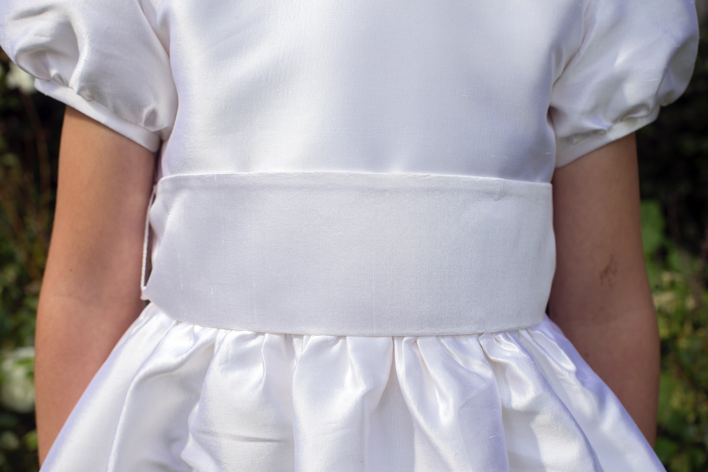 Lauren Style White Silk Girls First Holy Communion Dress Handmade in Ireland.